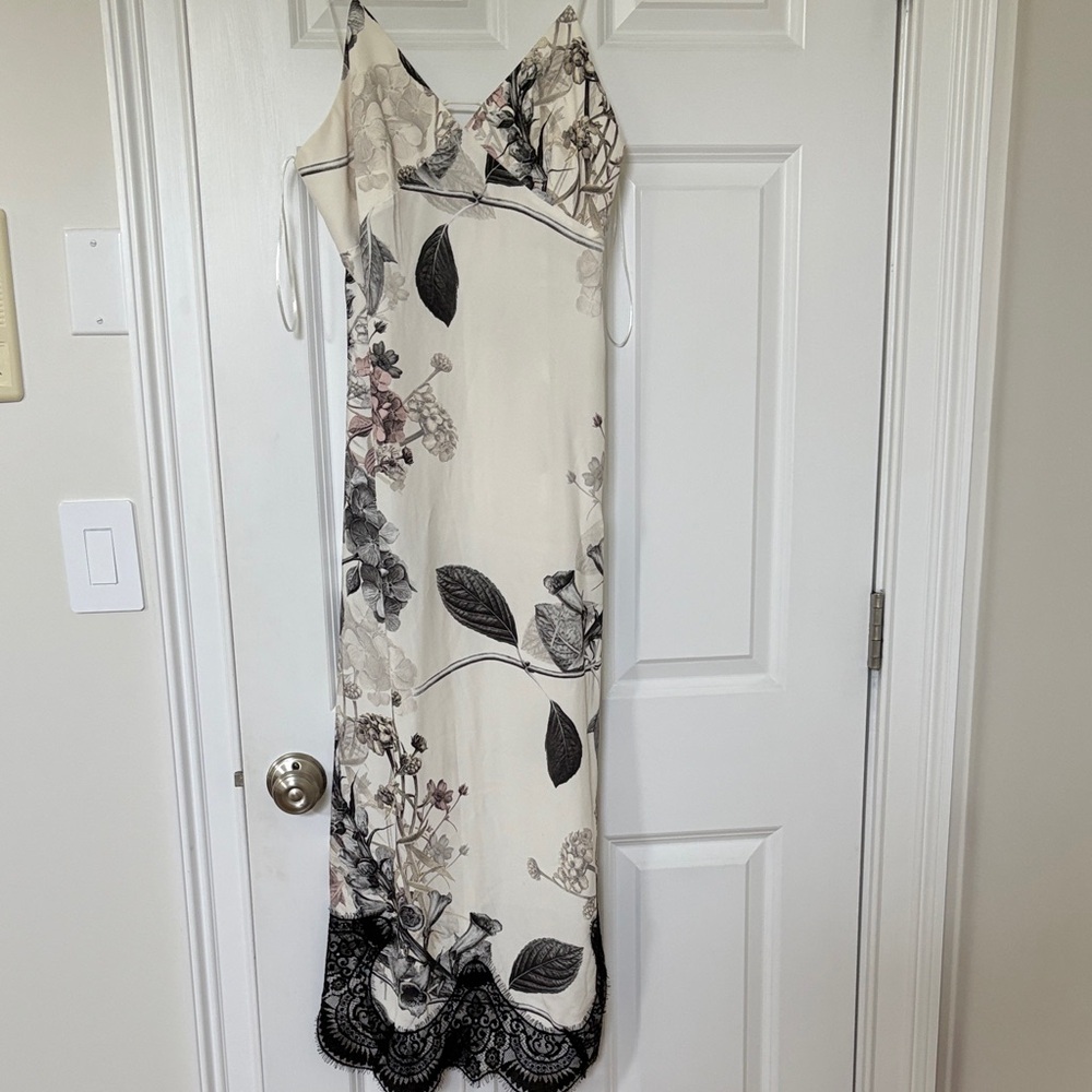 Karen Millen Asymmetrical Floral Dress in Black and Cream